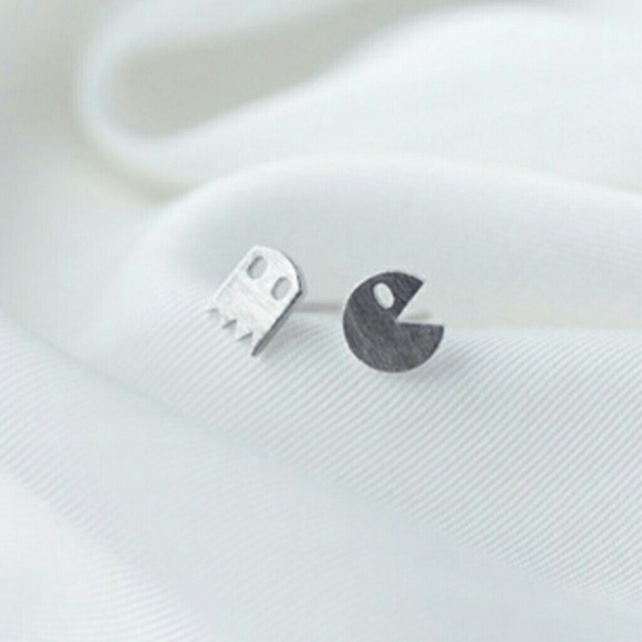 Pac Man 925 Sterling Silver Boutique Earrings -New - Picture 2 of 5